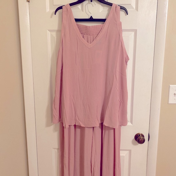 torrid Pants - Pink Mauve Crinkle Tank and Wide-Leg Pants Outfit Set